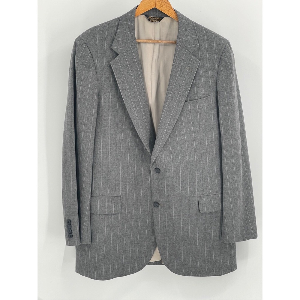Paul Stuart Blazer Sports Coat Wool Men's‎ 42 Southwick Gray Striped 2 Button